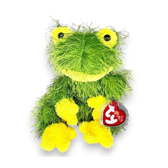 Ty Other - Hopscotch the Frog Punkie | Green Fuzzy Frog | Mint Heart Tag TY Punkies